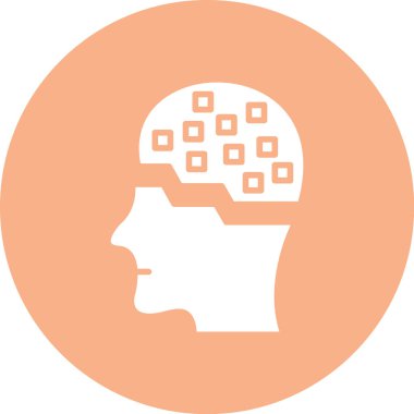 Beyin vektör simgesi. biçim düz yuvarlak sembol, gri renk, bir açı, beyaz arkaplan.