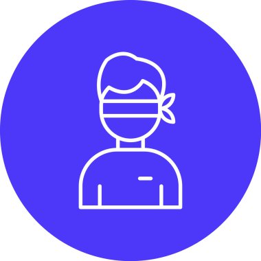 Maske simgesi olan kadın, ana hatlı vektör çizimi