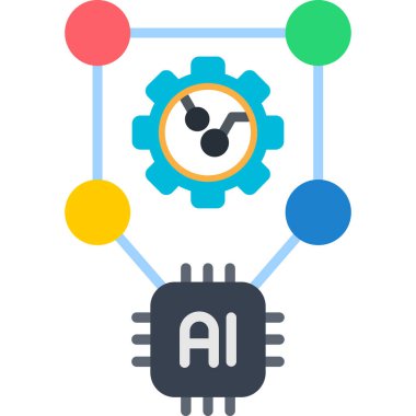 Düz stil yapay zeka simgesine sahip robot.