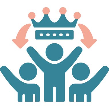 Vektör illüstrasyonu, insanlar, takım çalışması, takım, lider ikonu. grup insan