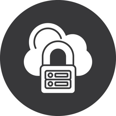 Ana hat biçiminde bulut güvenlik kilidi simgesi