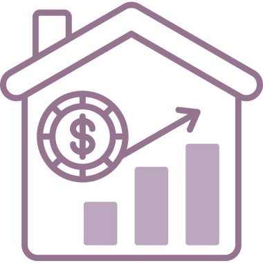 Dolar işaretli ev. Web simgesi basit illüstrasyon