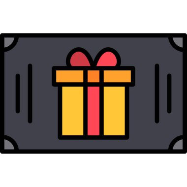 Hediye kutusu simgesi renk ana hatları vektörü