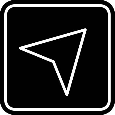 Ok yukarı siyah vektör simgesi. Bir düz piktogram sembol beyaz zemin üzerinde bir yuvarlatılmış kare çerçeve içinde resim tarzıdır.