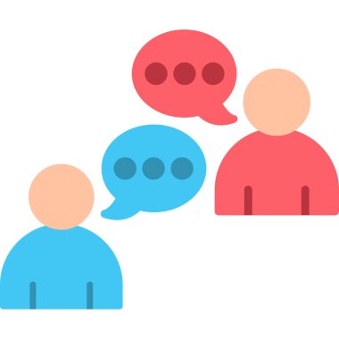 İnsanlar düz tasarım ile simge hakkında konuşur