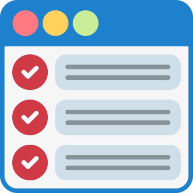 kontrol listesi düz simgesi, vektör illüstrasyonu