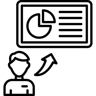 İş yönetimi çizgisi ikon vektörü. İşçi yönetim tabelası. izole edilmiş kontür sembolü illüstrasyonu