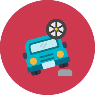 araba tekeri renkli vektör simgesi