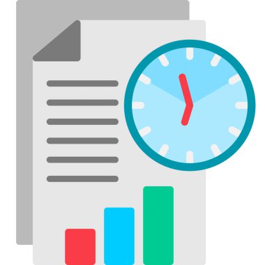 iş zamanı düz renkli vektör simgeleri