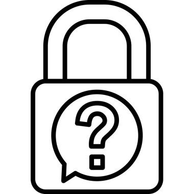 Asma Kilit Simgesi, Basit Renk Vektörü İllüstrasyonu