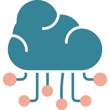 Yağmur bulutu vektör simgesi. biçim düz renk sembolü, cyan rengi, mavi arkaplan,