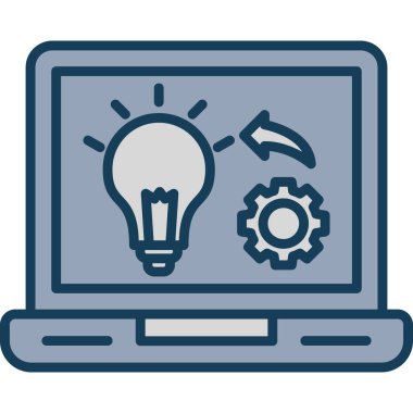 dişli simgesi olan dizüstü bilgisayar, vektör illüstrasyonu