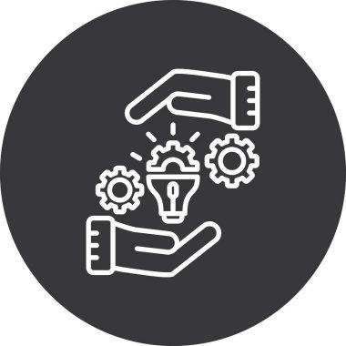 Simge içinde dişli ampul, vektör tasarımı