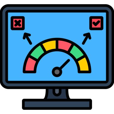 Bilgisayar monitörü simgesi. ana hat bilgisayar izleme simgeleri vektör renk ince çizgi izole