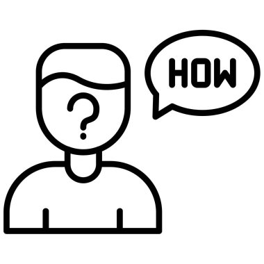 Müşteri soru ikonu ana hatları vektörü. yardım et