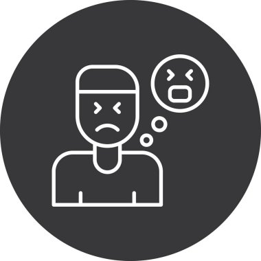 negatif simgesi olan üzgün kişi, çizgi vektörü