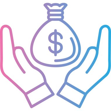 El ele tutuşan para simgesi, basit stil