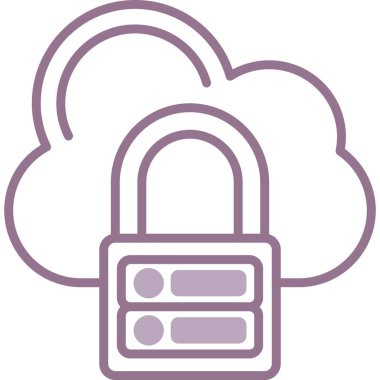 Ana hat biçiminde bulut hesaplama kilidi simgesi