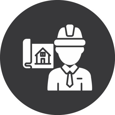 Kask simgesine sahip mühendis, satır tasarımı