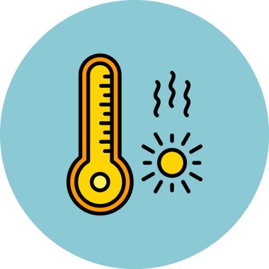 Sıcak hava iklimi simgesi - taslak biçimi