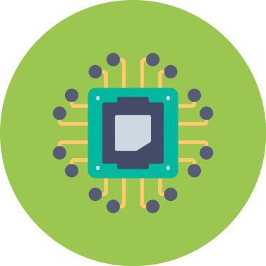 Cpu düz simgesi, vektör illüstrasyonu