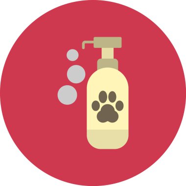 Köpek şampuanı. Köpeğin ve şampuanın düz çizimi