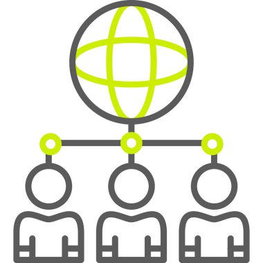 küresel ağ vektör simgesi. biçim düz renk sembolü, eko yeşil renk, yuvarlak açılar, beyaz arkaplan.