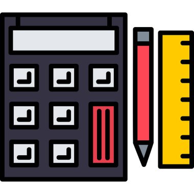 Hesap makinesi simgesi. Taslak hesap makinesi vektör renk düz izole
