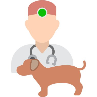 köpek simgesi olan doktor, düz stil tasarımı
