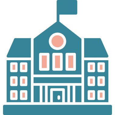 okul binası simgesi düz stil