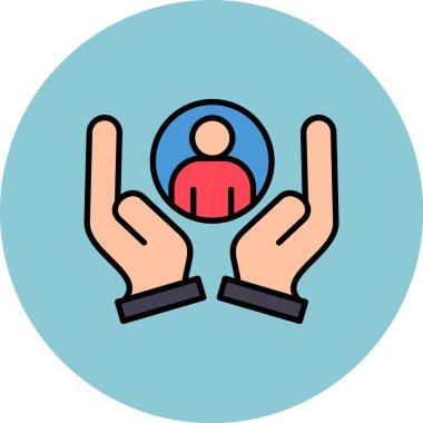 Elleri simge vektör illüstrasyonlu adam