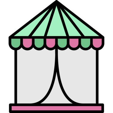 karnaval çadırı simgesi renk ana hatları vektörü