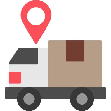 Karton kutu vektör illüstrasyonlu teslimat kamyonu