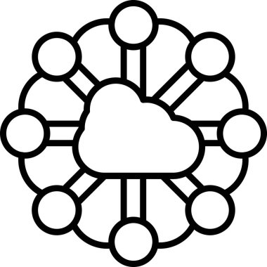 Bulut Hesaplama Ağı Simgesi, Vektör İllüstrasyonu