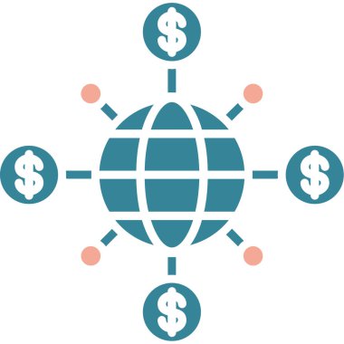 iş ve küresel ağ simgesi, vektör illüstrasyonu