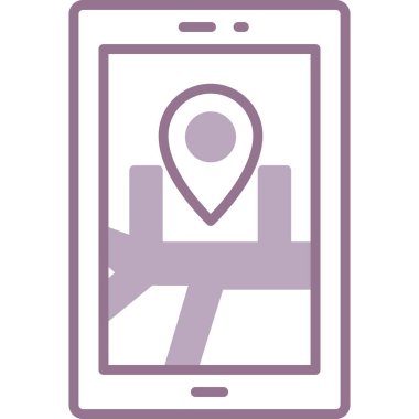 pin konumu simgesi, vektör illüstrasyonlu cep telefonu