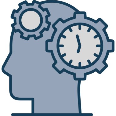 Beyin dişli zaman simgesi düz stil