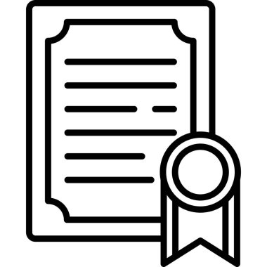 Sertifika Simgesi, Basit Renk Vektörü İllüstrasyonu