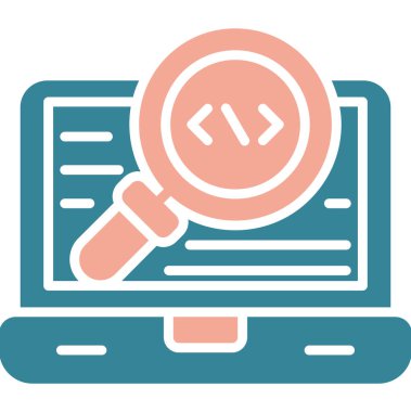 Cam ve büyüteç vektör illüstrasyon tasarımlı bilgisayar monitörü