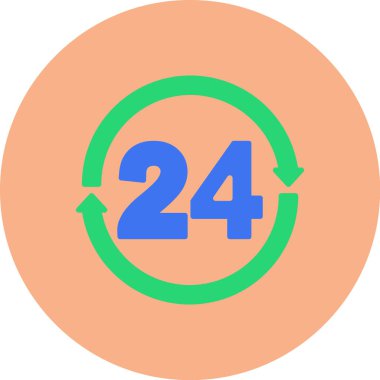 24 saat modern simge, vektör illüstrasyonu