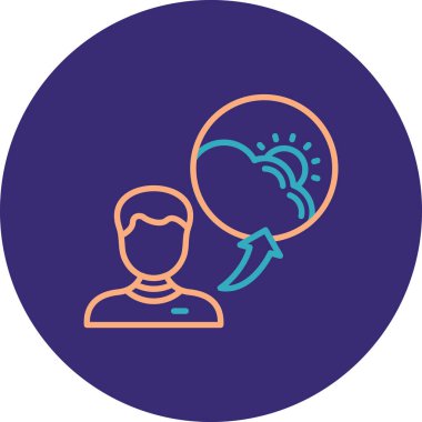 Çemberde baloncuklu bir adamın vektör çizimi