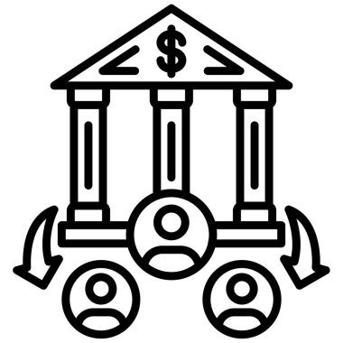 Banka binası ikonu. Beyaz arkaplanda izole edilmiş web tasarımı için Merkez Bankası binası vektör simgesi