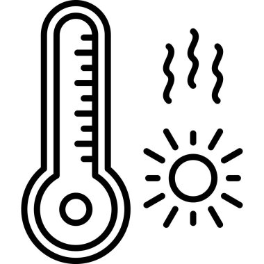 Sıcaklık termometre simgesi dış hat vektörü. sıcaklık sıcaklığı