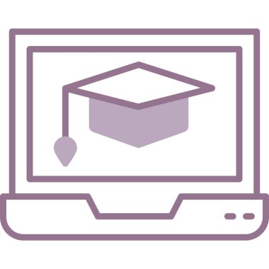 Mezuniyet şapkası simgesi olan bilgisayar