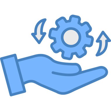 Vites simgesiyle el. Basit vektör illüstrasyonu