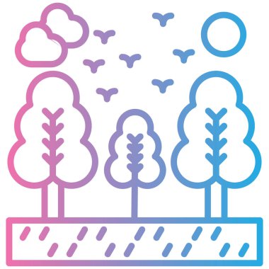 Bir ağacın vektör çizimi ve mavi bir gökyüzü