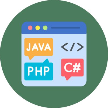 Kodlama geliştirme simgesi, vektör illüstrasyonu