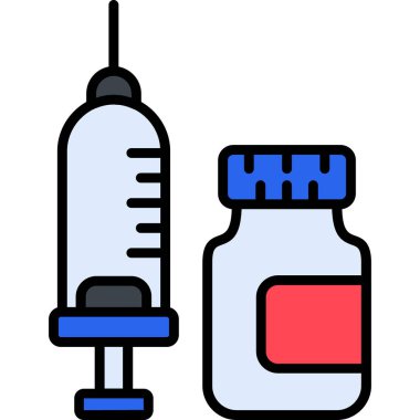Aşı şişesi. Web simgesi vektör illüstrasyonu