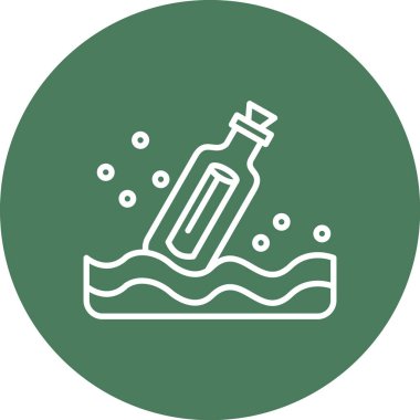 Bir Şişe Simgesindeki Mesaj, Basit Renk Vektörü İllüstrasyonu