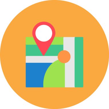 harita konumu düz simge, vektör, illüstrasyon